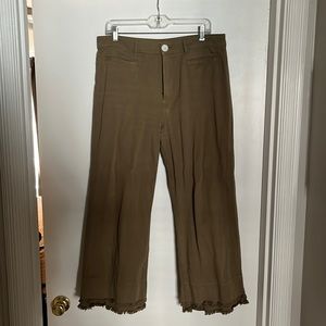 Olive green wide leg crop pants